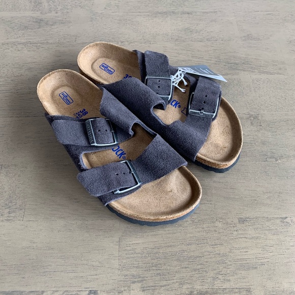 grey suede birkenstocks